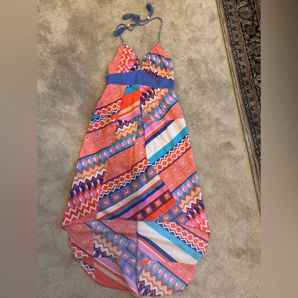 Karlie Multicolor Geometric Handkerchief Dress
